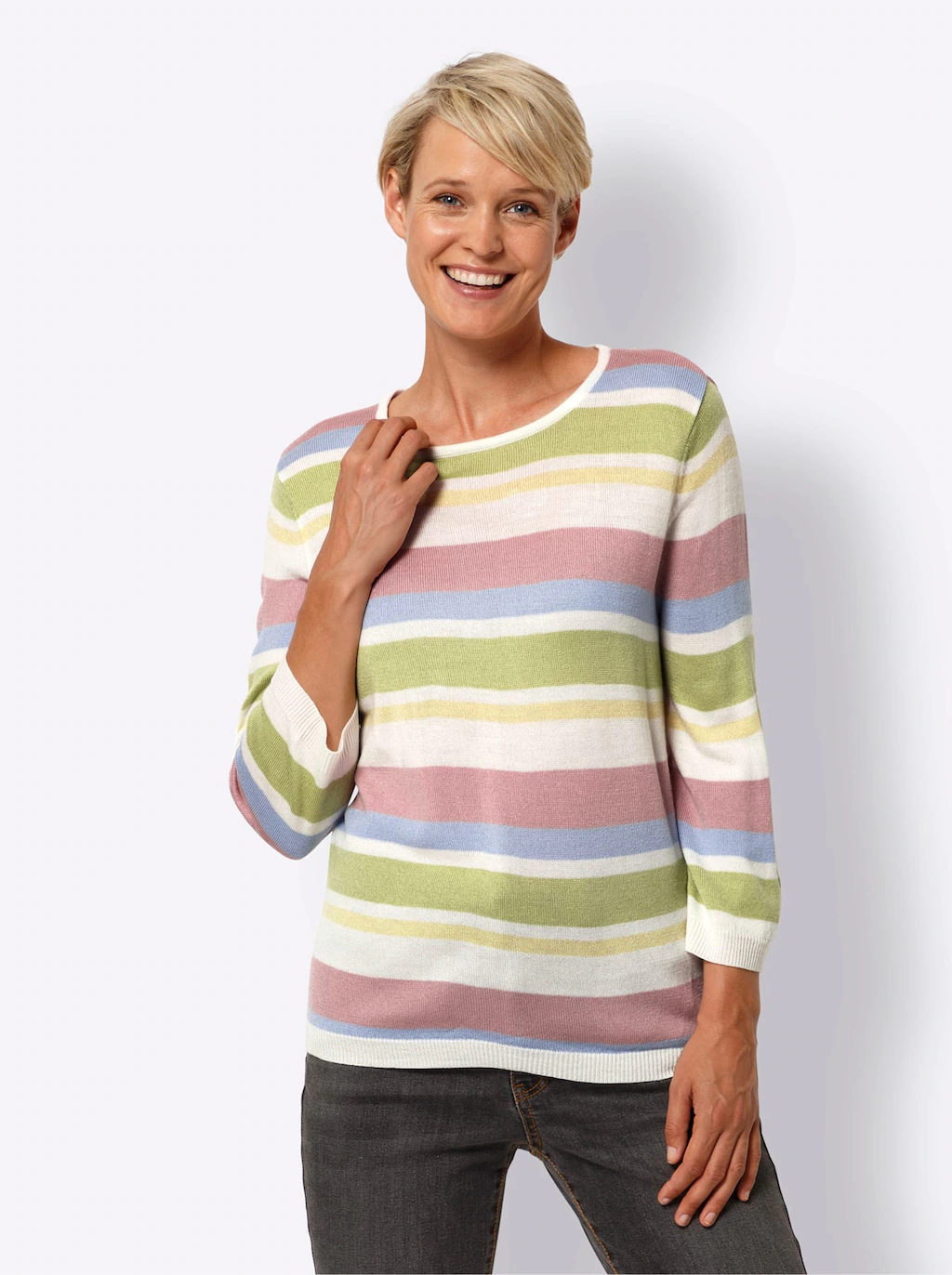 Classic Basics Rundhalspullover "3/4-Arm-Pullover" günstig online kaufen