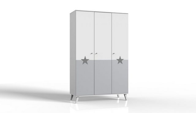 Wimex Kleiderschrank in WEISS + LIGHT GREY mit 3 Türen und 4 Einlegeböden ( günstig online kaufen