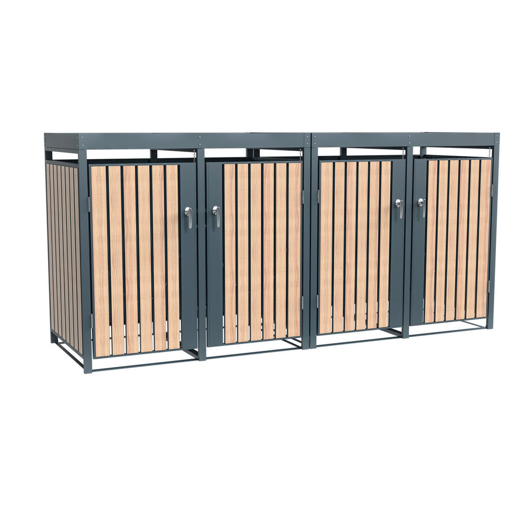 Westmann Mülltonnenbox Planta 4 x 240 l Anthrazit/Holzoptik 84 x 264 x 124, günstig online kaufen