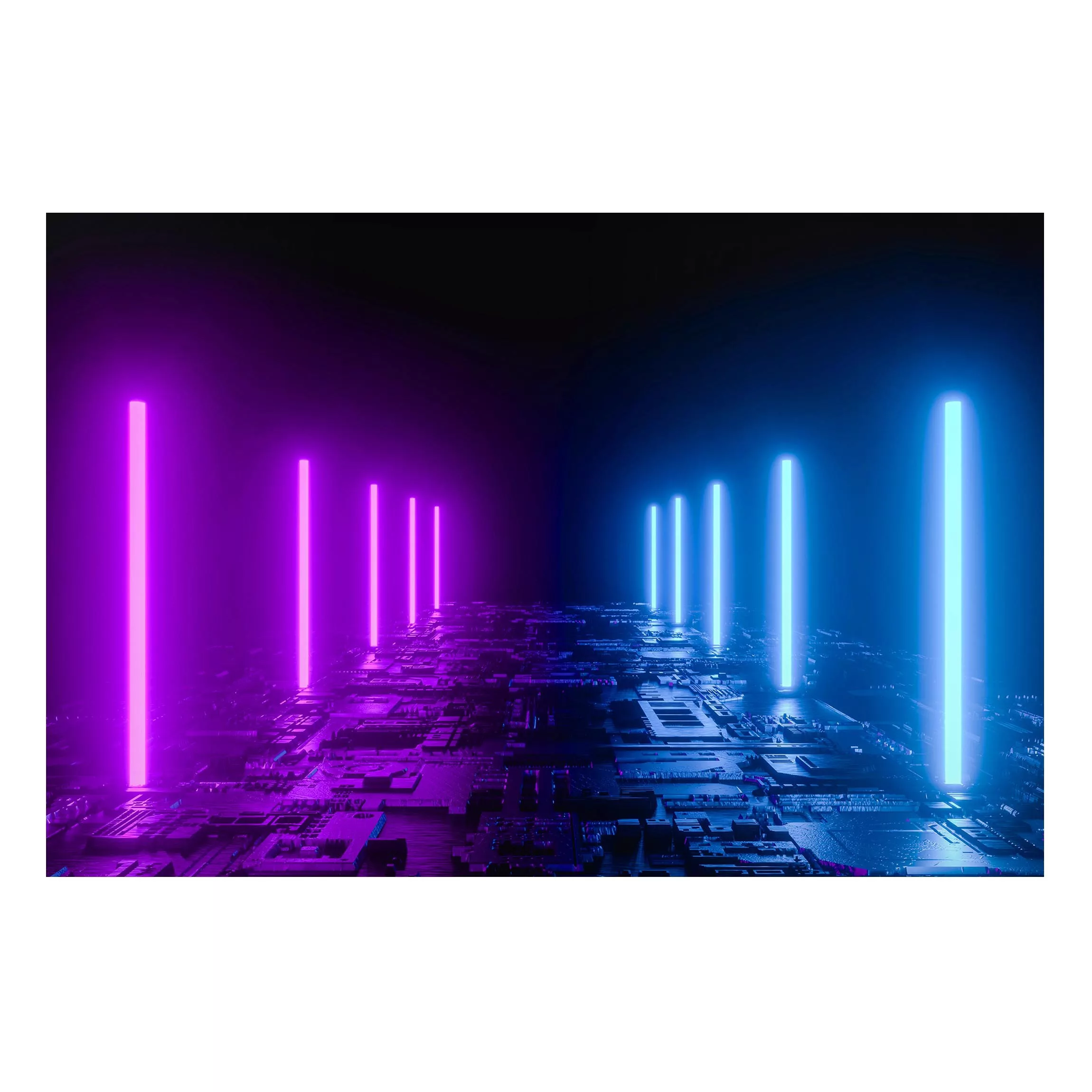Magnettafel Neon Lights In Purple And Blue günstig online kaufen