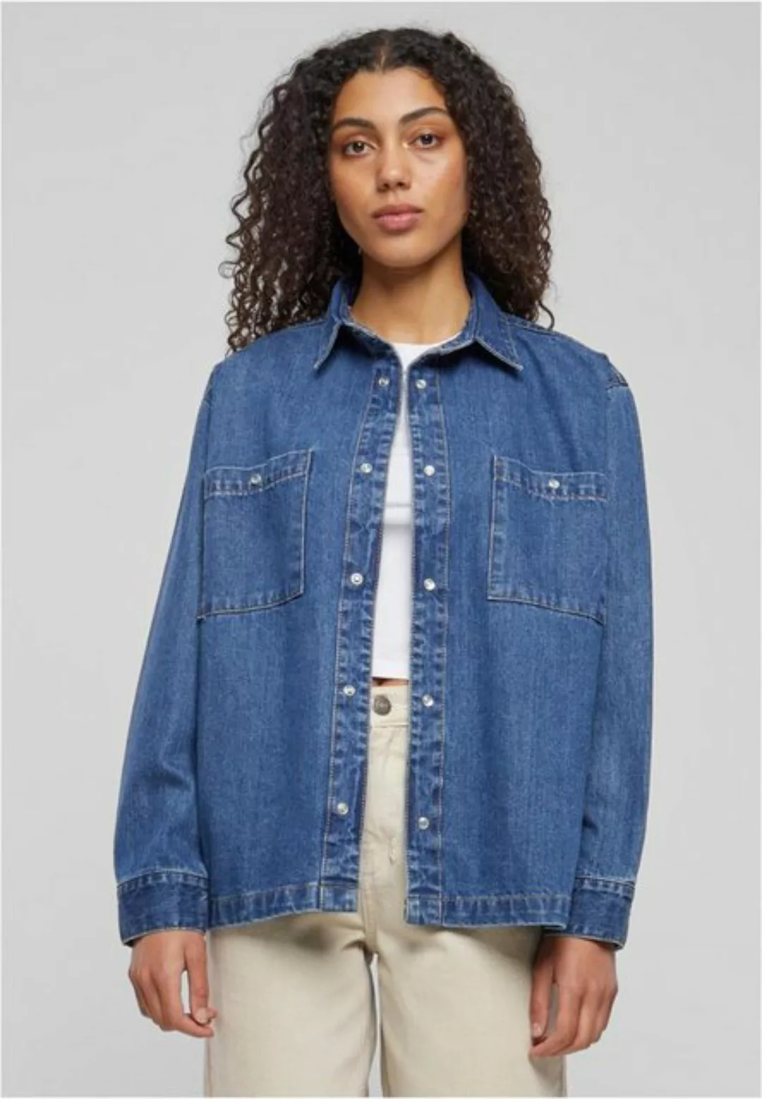 URBAN CLASSICS Langarmhemd Urban Classics Damen Ladies Oversized Denim Shir günstig online kaufen