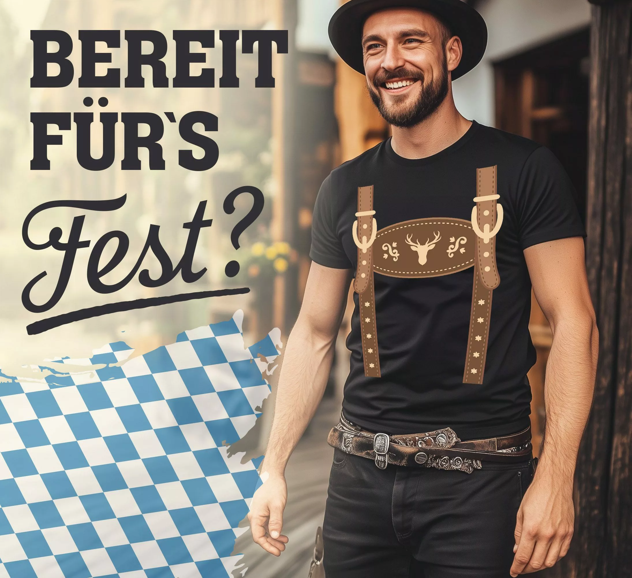 MoonWorks Print-Shirt Herren T-Shirt Lederhose Ersatz günstig online kaufen