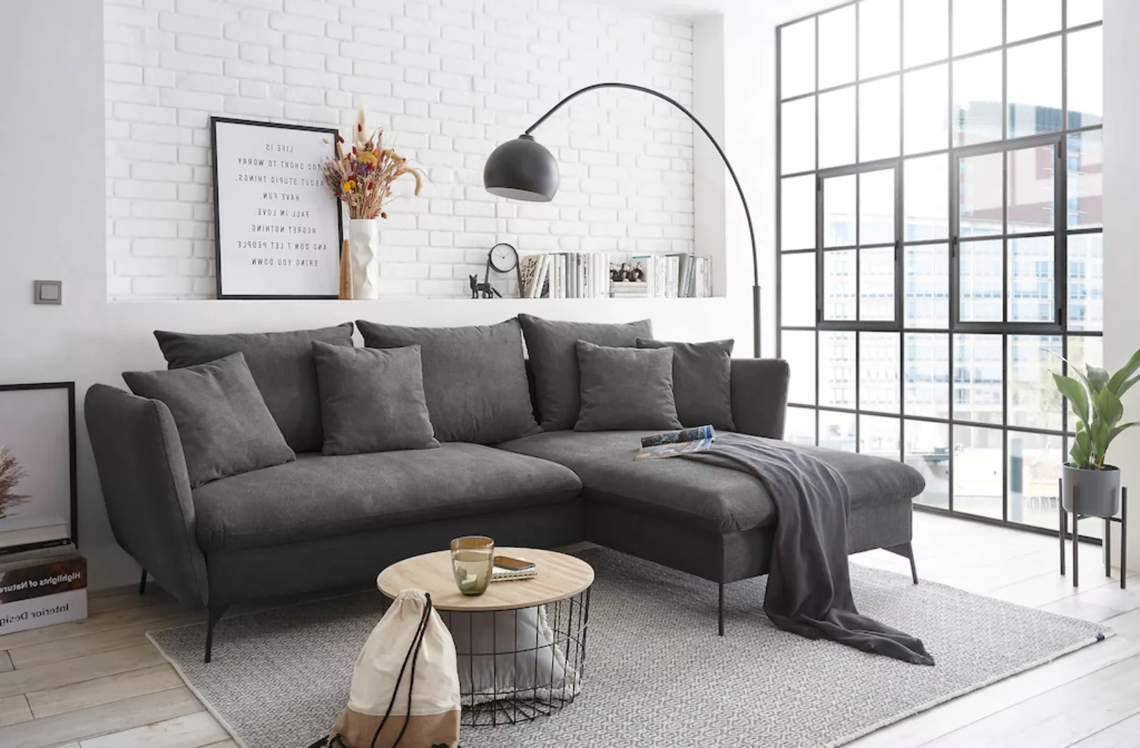 andas Ecksofa "LIVORNO,258 cm, L-Form,", Schlaffunktion u. Bettkasten (139/ günstig online kaufen