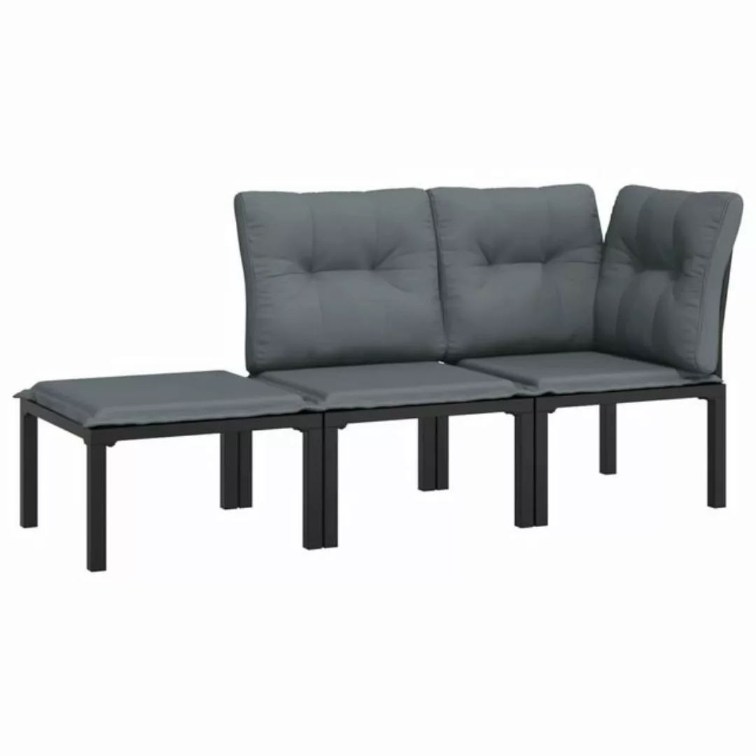 Vidaxl 3-tlg. Garten-lounge-set Schwarz Und Grau Poly Rattan günstig online kaufen