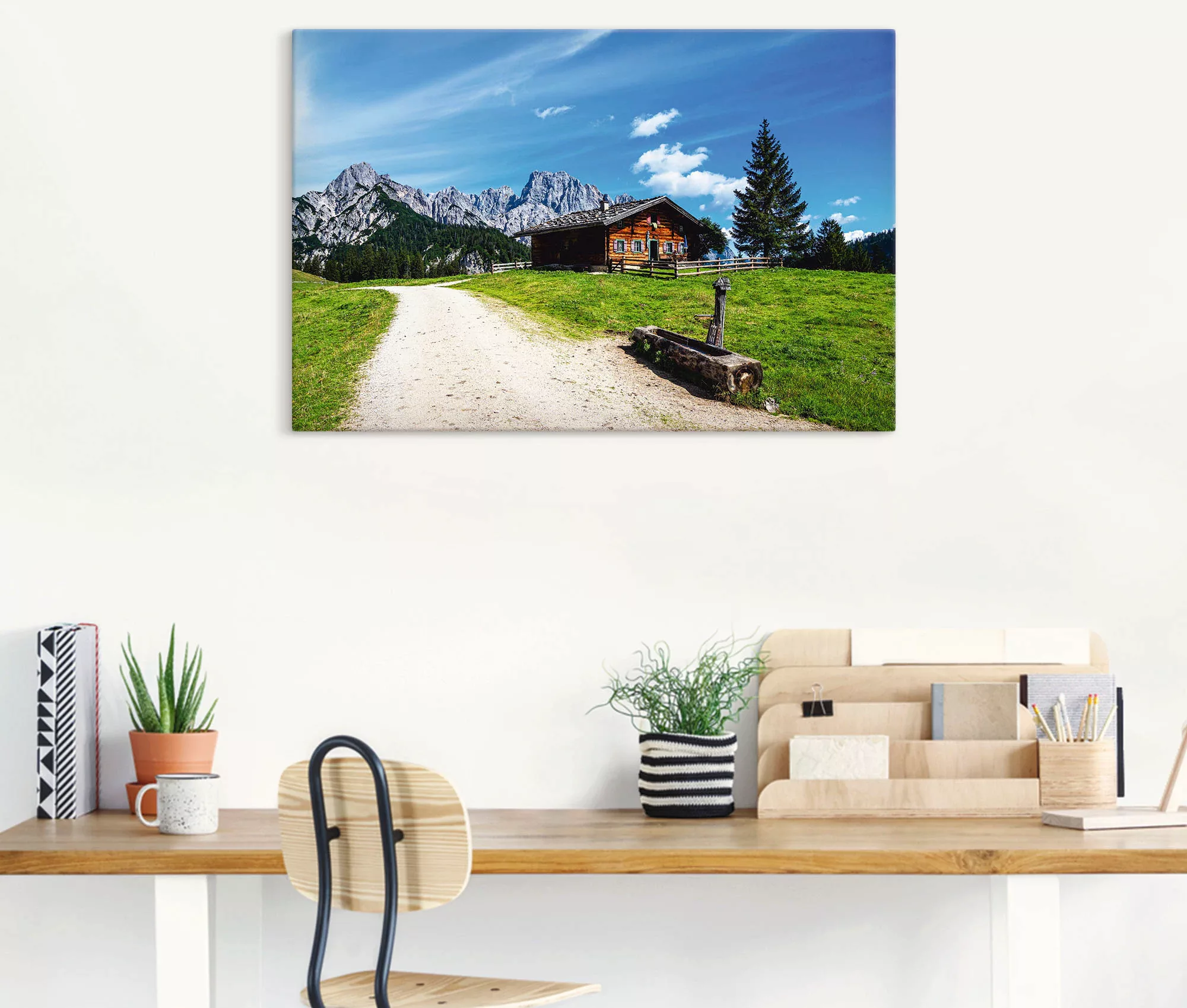 Artland Leinwandbild "Blick auf die Litzlalm mit Hütte", Berge & Alpenbilde günstig online kaufen