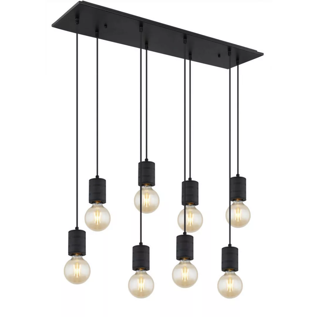 GLOBO Pendelleuchte schwarz Metall B/H/T: ca. 24x120x94 cm E27 8 Brennstell günstig online kaufen