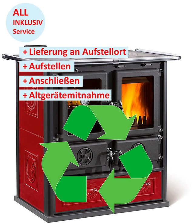 Firefix Kaminofen »Küchenherd »ROSETTA« Sinistra bordeaux«, (Alles inklusiv günstig online kaufen