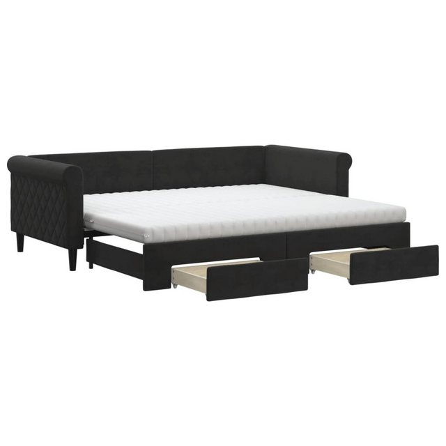 vidaXL Gästebett Tagesbett Ausziehbar mit Schubladen Schwarz 90x200 cm Samt günstig online kaufen