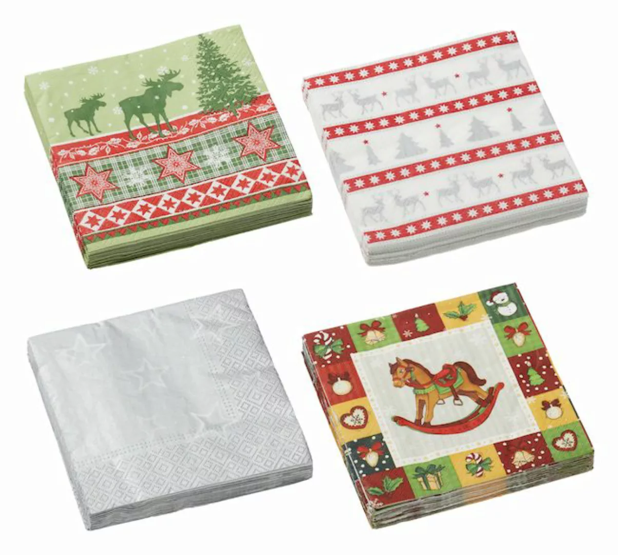 Servietten 3-lagig 2er Set XMAS 4 Motive von CEPEWA Rot / Weiss / Grün günstig online kaufen