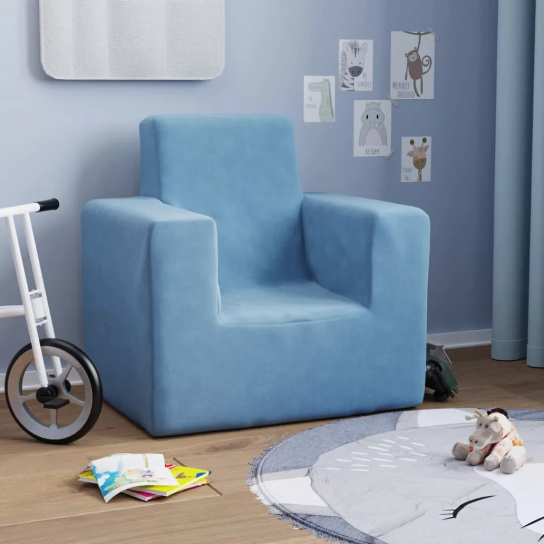 Vidaxl Kindersofa Blau Weich Plüsch günstig online kaufen