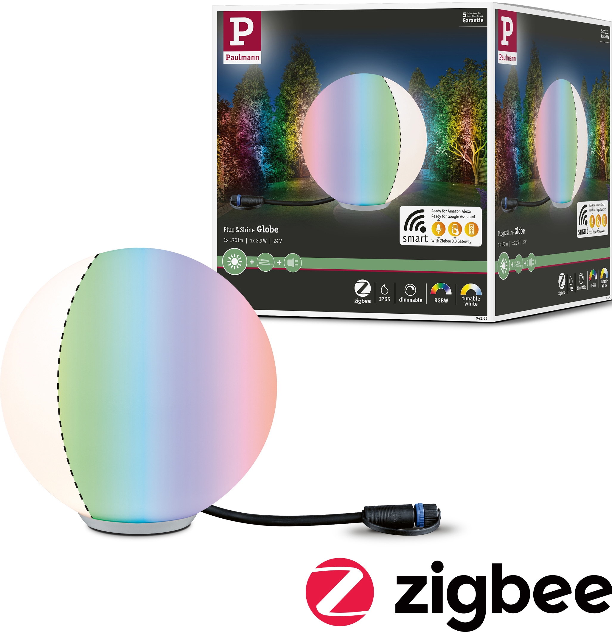 Paulmann Plug & Shine Dekolampe Globe ZigBee RGBW günstig online kaufen