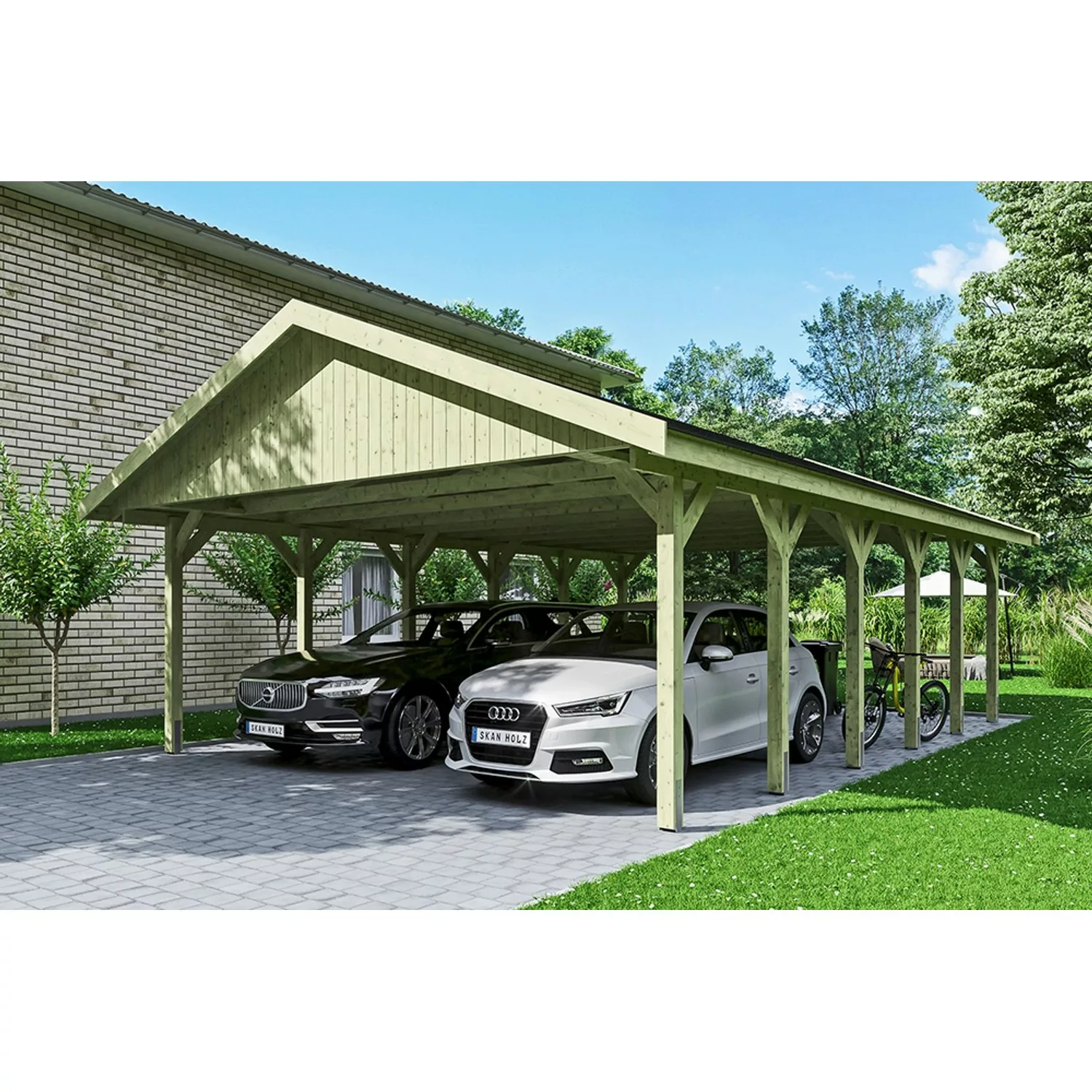 Satteldach-Carport Wallgau 620 x 900 cm schwarze Schindeln günstig online kaufen