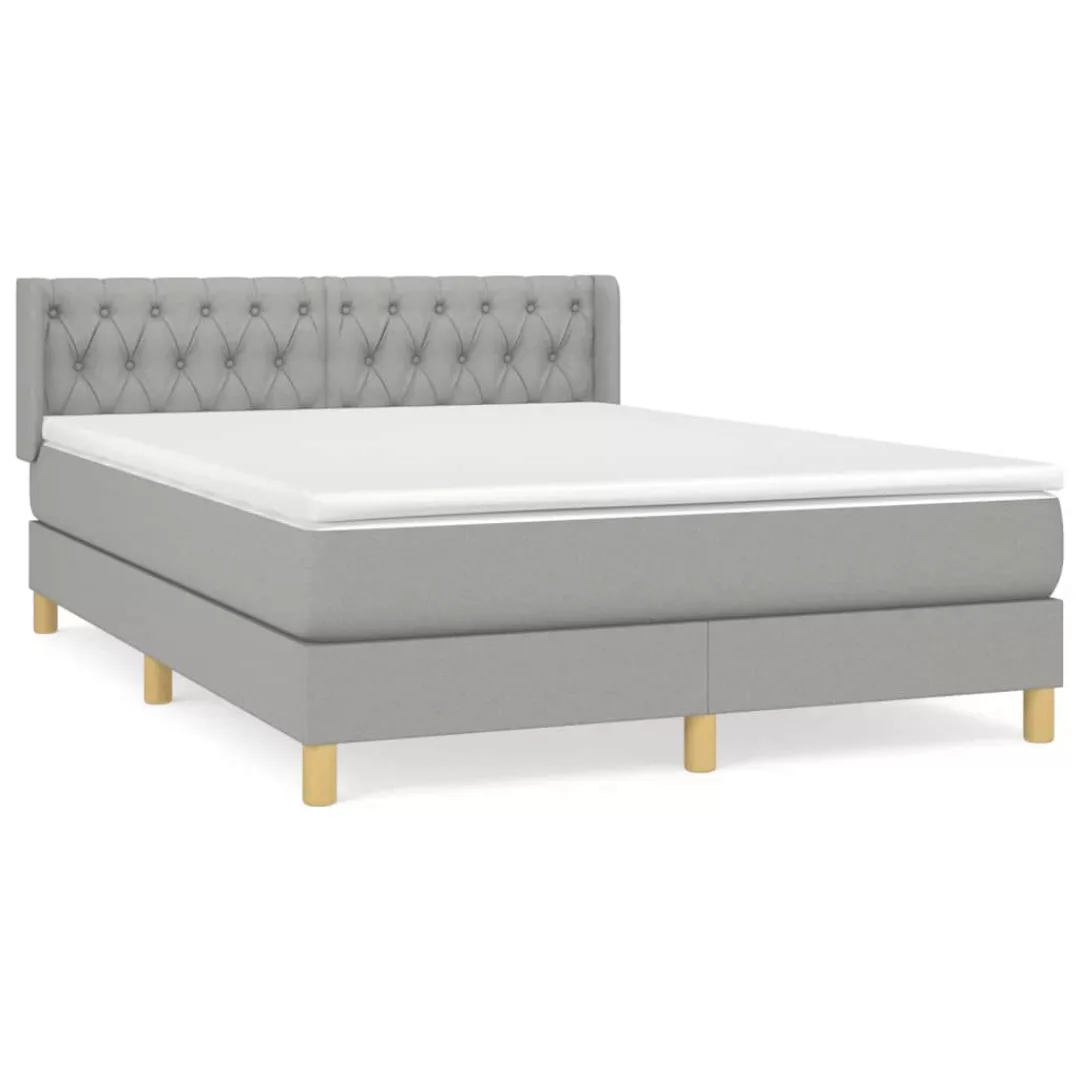 Vidaxl Boxspringbett Mit Matratze Hellgrau 140x200 Cm Stoff günstig online kaufen