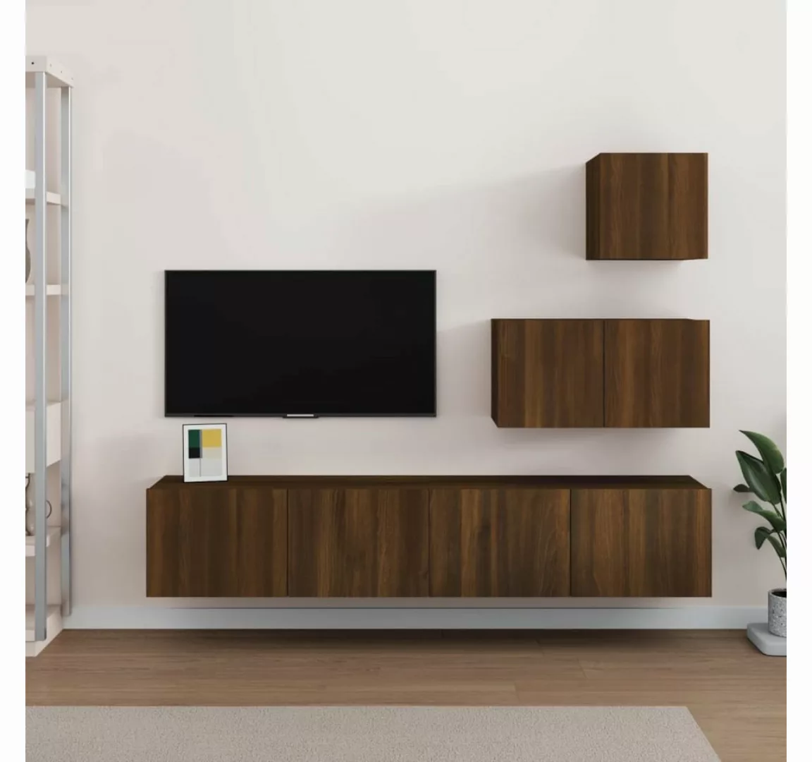 furnicato TV-Schrank 4-tlg. TV-Schrank-Set Braun Eichen-Optik Holzwerkstoff günstig online kaufen