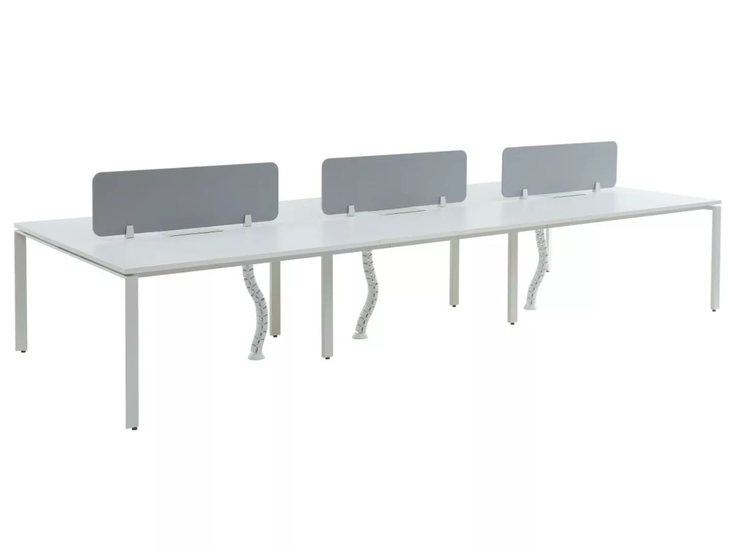 Schreibtisch Bench - Tisch für 6 Personen + Trennwand - L 140 cm - Weiß - D günstig online kaufen
