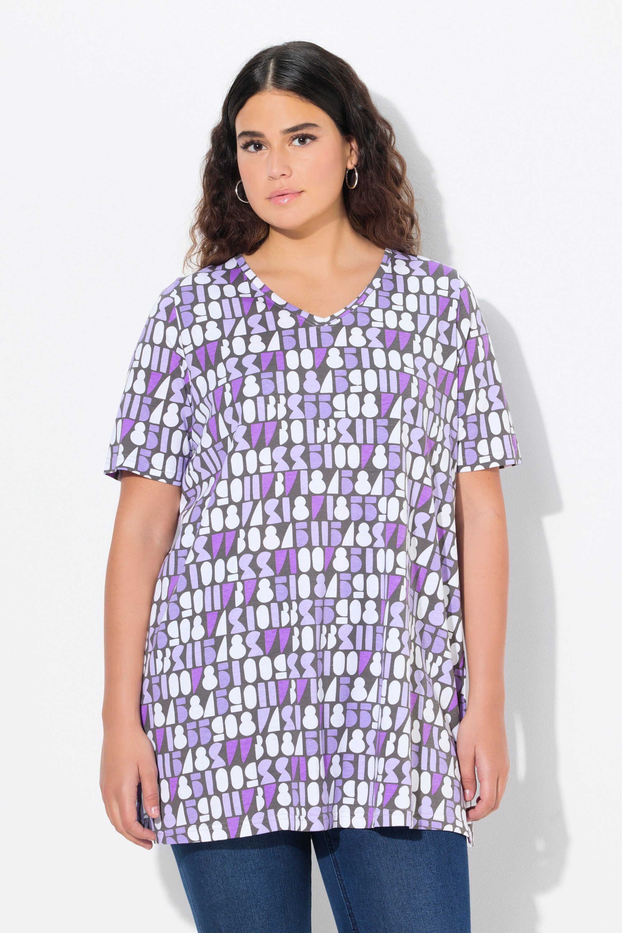 Ulla Popken T-Shirt T-Shirt Zahlen A-Linie günstig online kaufen