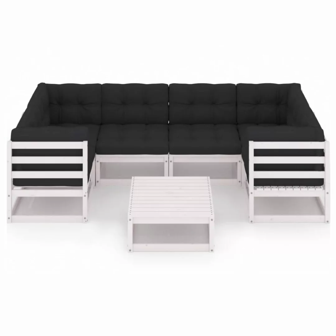 7-tlg. Garten-lounge-set Mit Kissen Weiß Kiefer Massivholz günstig online kaufen