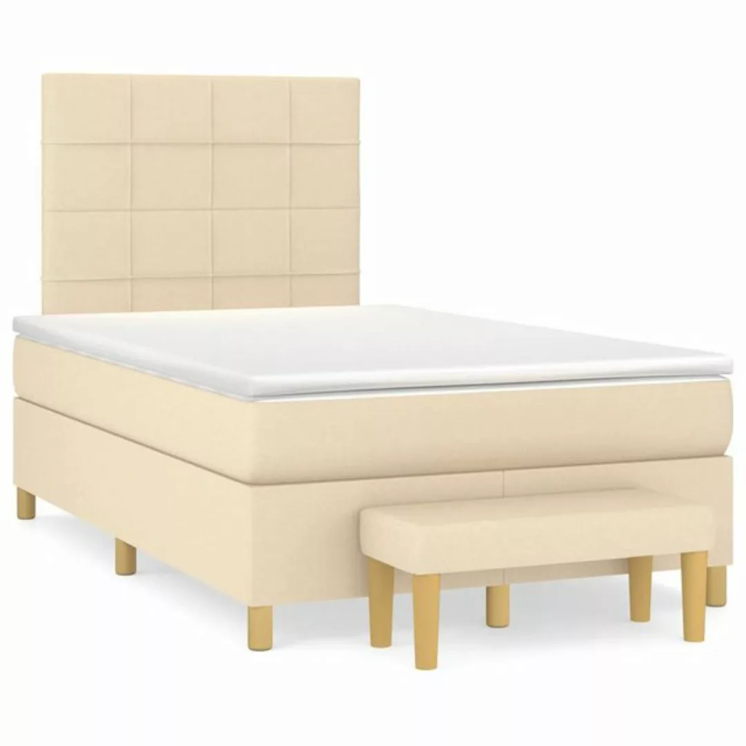 vidaXL Boxspringbett, Boxspringbett mit Matratze Creme 120x190 cm Stoff günstig online kaufen