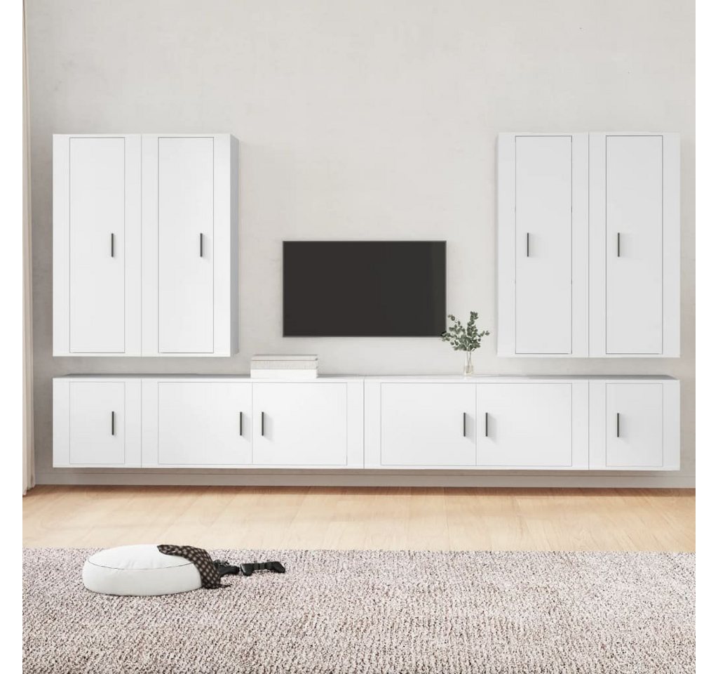 vidaXL TV-Schrank 8-tlg. TV-Schrank-Set Weiß Holzwerkstoff (8-St) günstig online kaufen