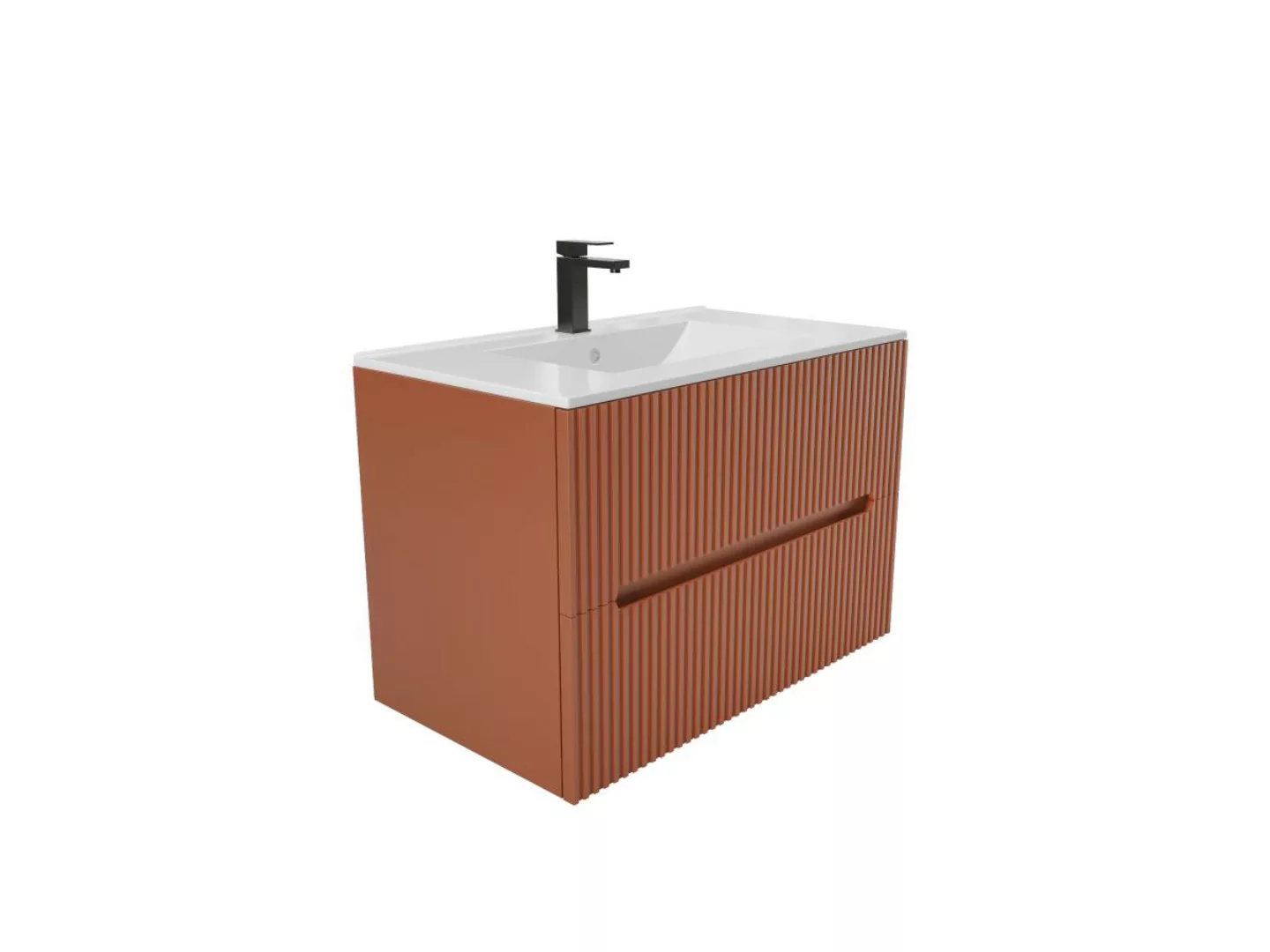 Waschbeckenunterschrank hängend mit Einbauwaschbecken - 80 cm - Terracotta günstig online kaufen