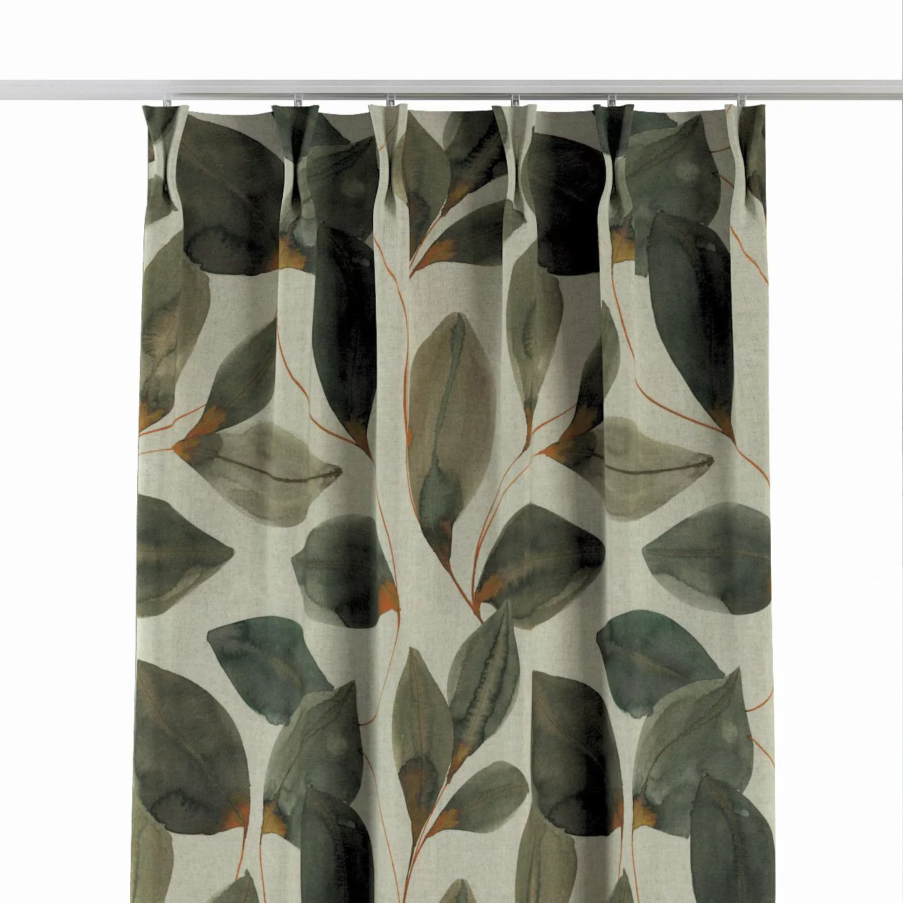 Vorhang mit flämischen 2-er Falten, grau-grün, Abigail (143-17) günstig online kaufen