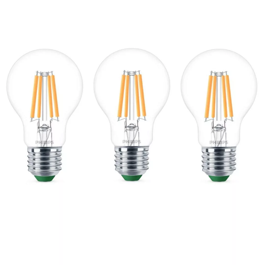 Philips Ultra Efficient LED Filament Lampe E27 Birne - A60 2,3W 806lm 2700K günstig online kaufen