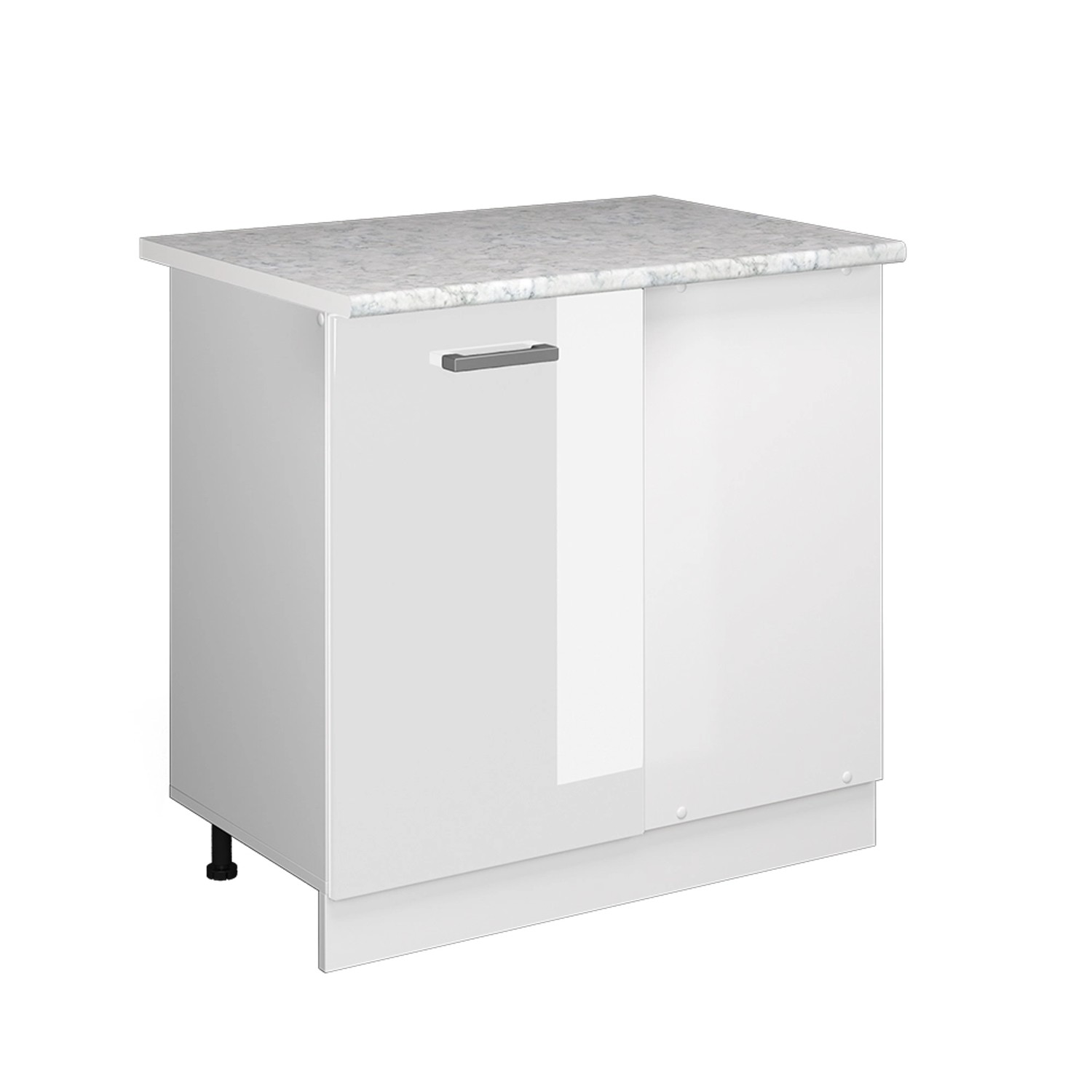 Vicco Eckunterschrank R-Line Küchen Eckschrank Weiß Hochglanz/Weiß 86 cm AP günstig online kaufen