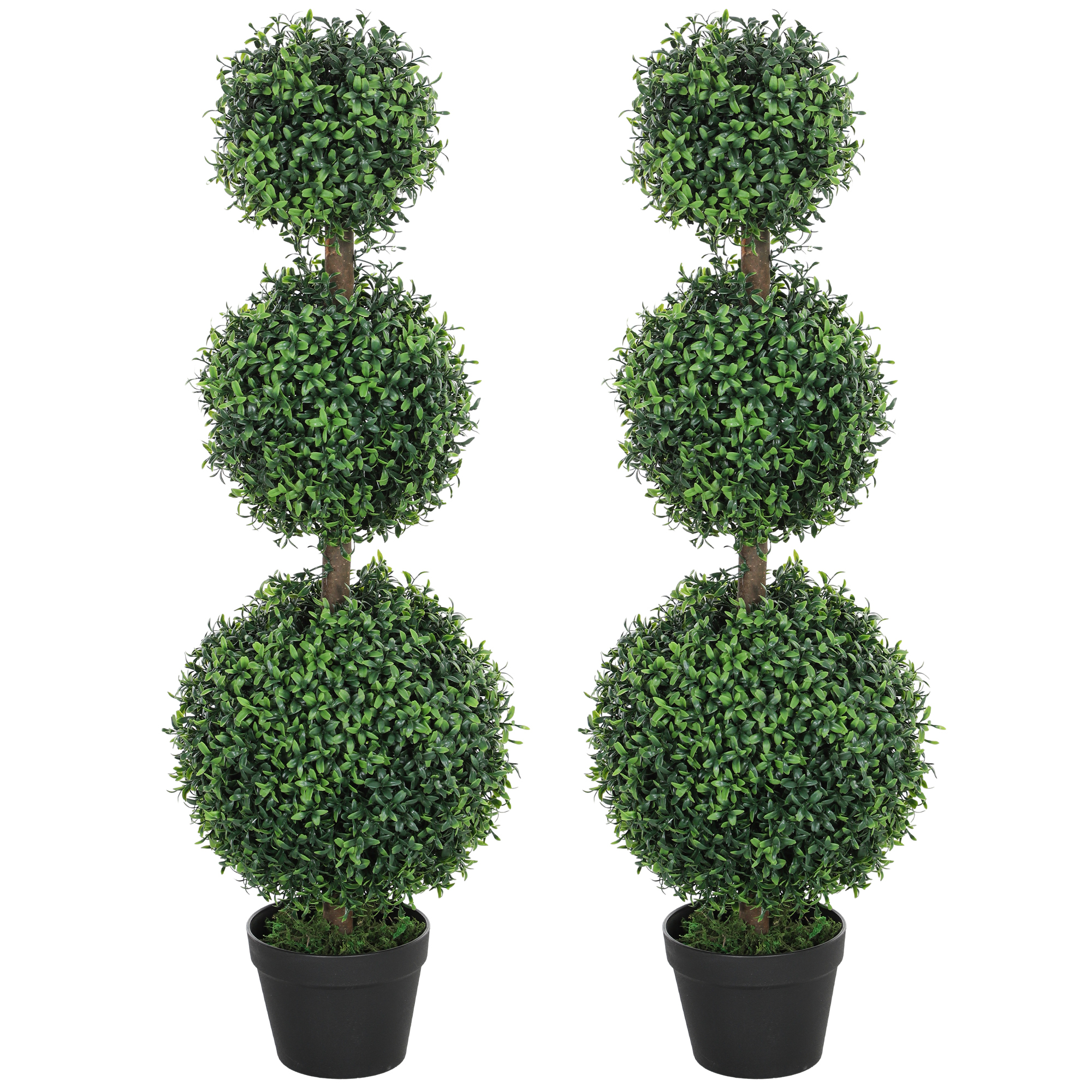 HOMCOM 2er-Set künstliche Bäume 101,6 cm künstliche Pflanzen PE 3 kugelförm günstig online kaufen