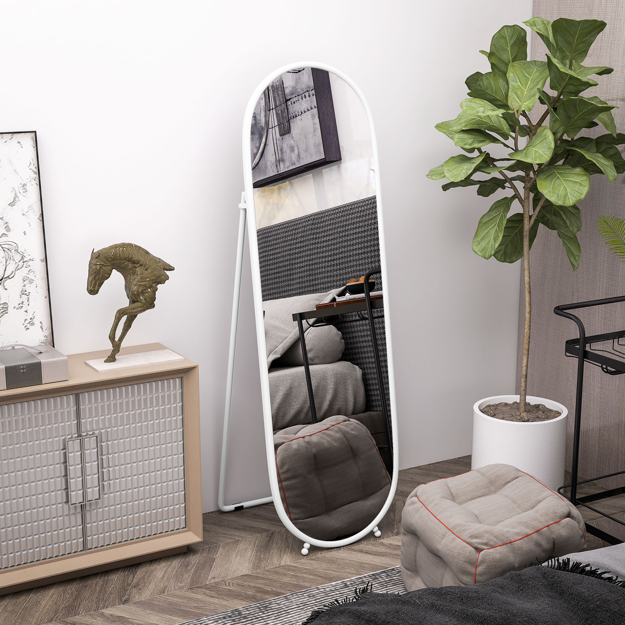 HOMCOM Ganzkörperspiegel, 160 x 40 cm Wandspiegel mit Ständer, Metallrahmen günstig online kaufen
