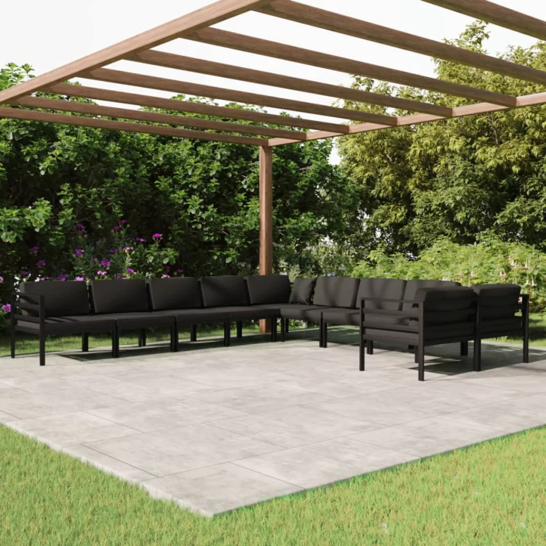 Vidaxl 10-tlg. Garten-lounge-set Mit Kissen Aluminium Anthrazit günstig online kaufen