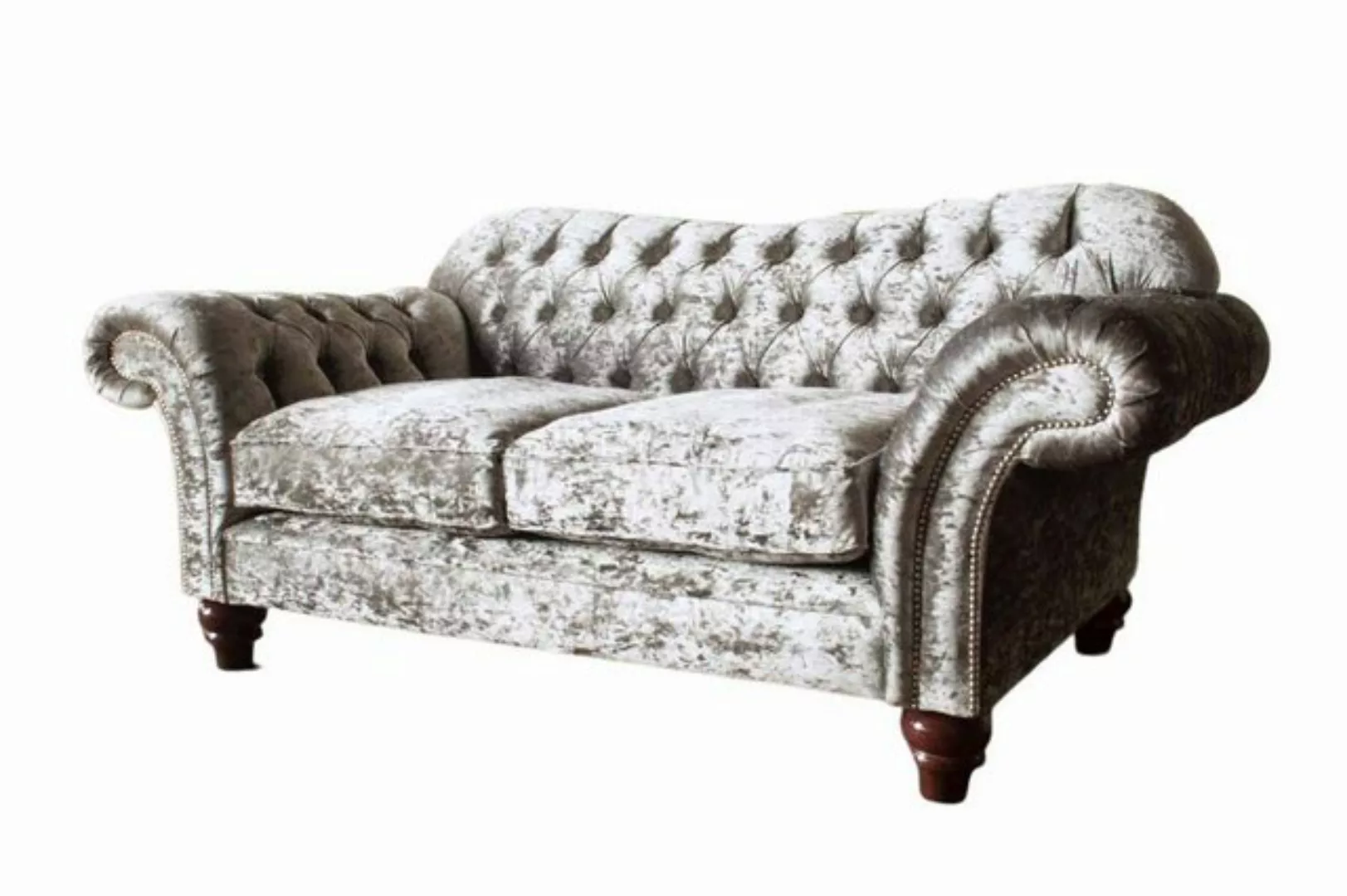 JVmoebel Chesterfield-Sofa 2-SITZER-SOFA MIT CHESTERFIELD-STOFF IN SILBERSA günstig online kaufen