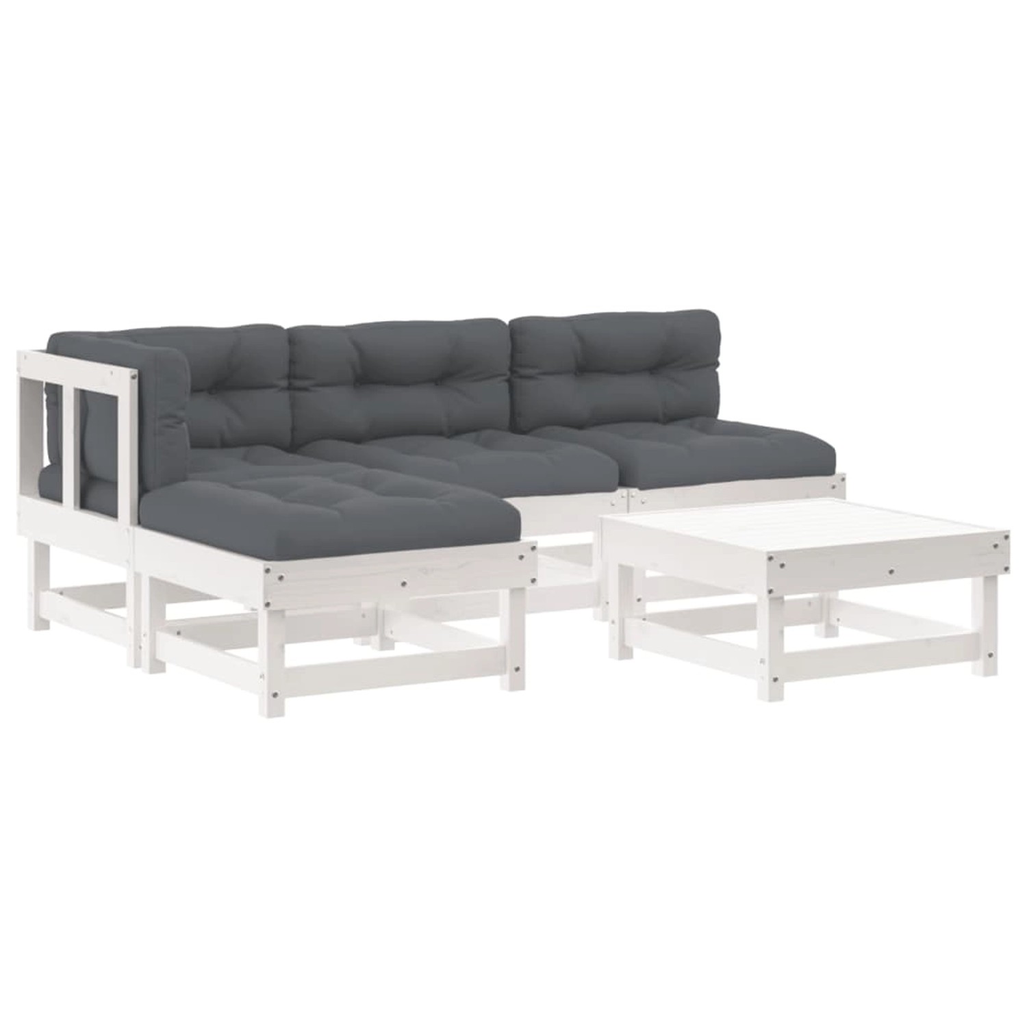 vidaXL 5-tlg Garten-Lounge-Set mit Kissen Weiß Massivholz Modell 8 günstig online kaufen