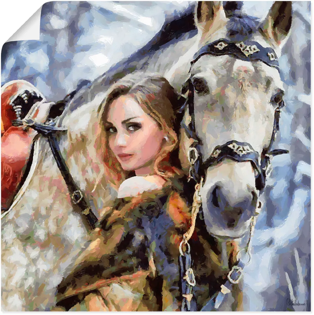 Artland Wandbild "Mädchen mit weißem Pferd", Portrait, (1 St.), als Leinwan günstig online kaufen