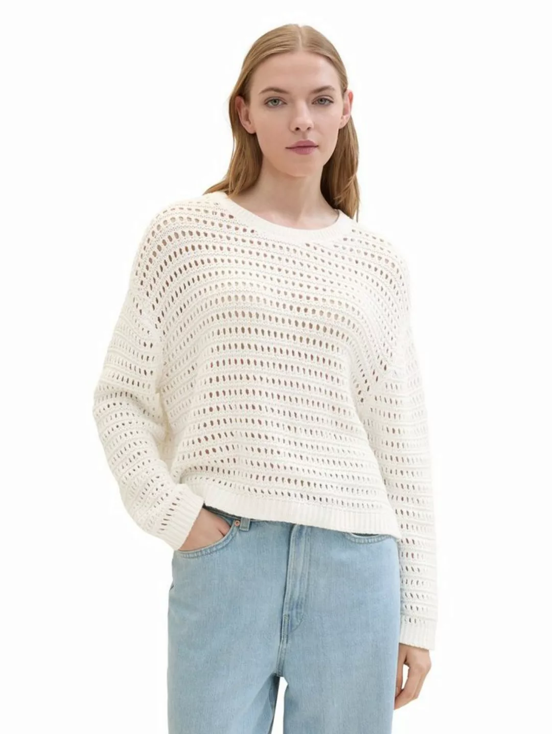 TOM TAILOR Denim Strickpullover mit Loch-Struktur günstig online kaufen