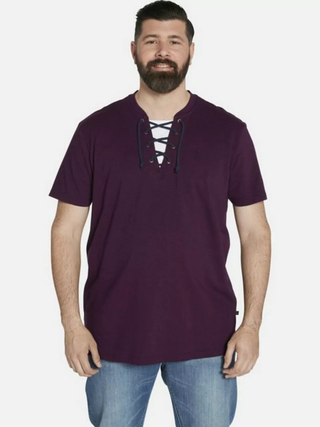 Charles Colby T-Shirt EARL PHILLINS mit Schnürung am Ausschnitt günstig online kaufen