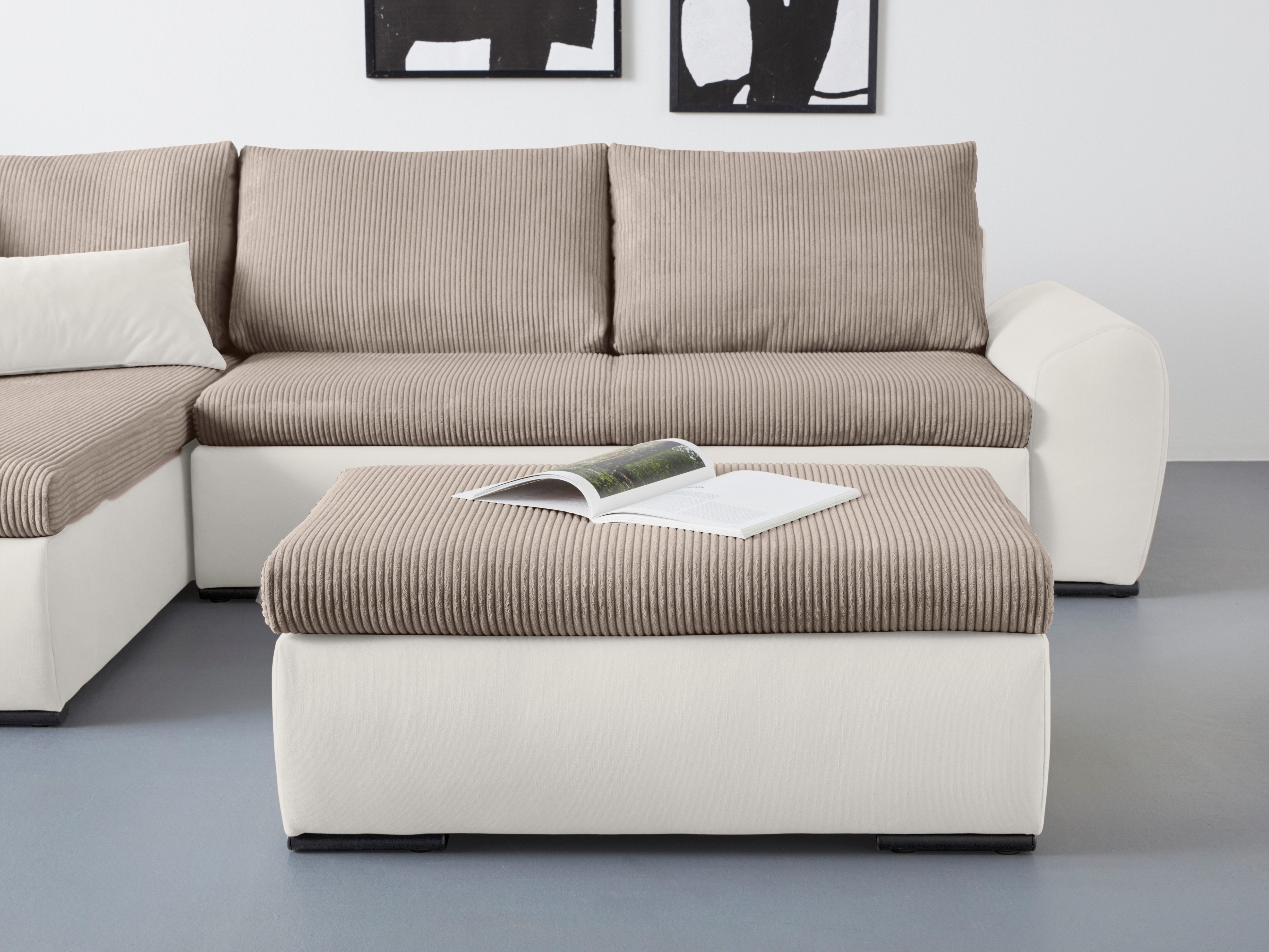 Home affaire Polsterhocker "Win", mit schwarzen Metallfüßen, frei im Raum s günstig online kaufen
