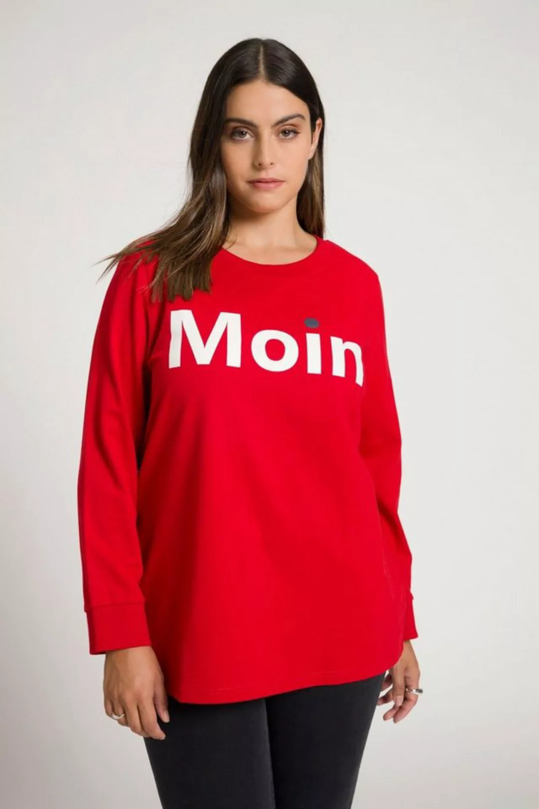 Ulla Popken Sweatshirt Sweatshirt Gruß-Motiv Rundhals Langarm günstig online kaufen