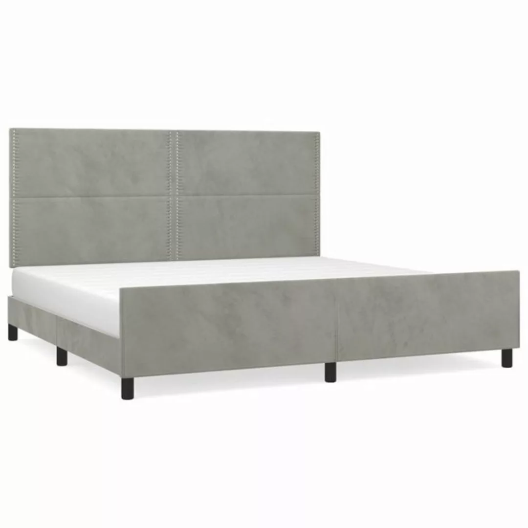 furnicato Bett Bettgestell mit Kopfteil Hellgrau 200x200 cm Samt günstig online kaufen