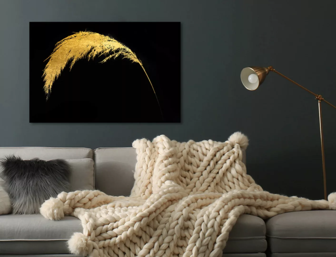 Leonique Acrylglasbild "Pampas Gras - Acrylbilder mit Blattgold veredelt", günstig online kaufen