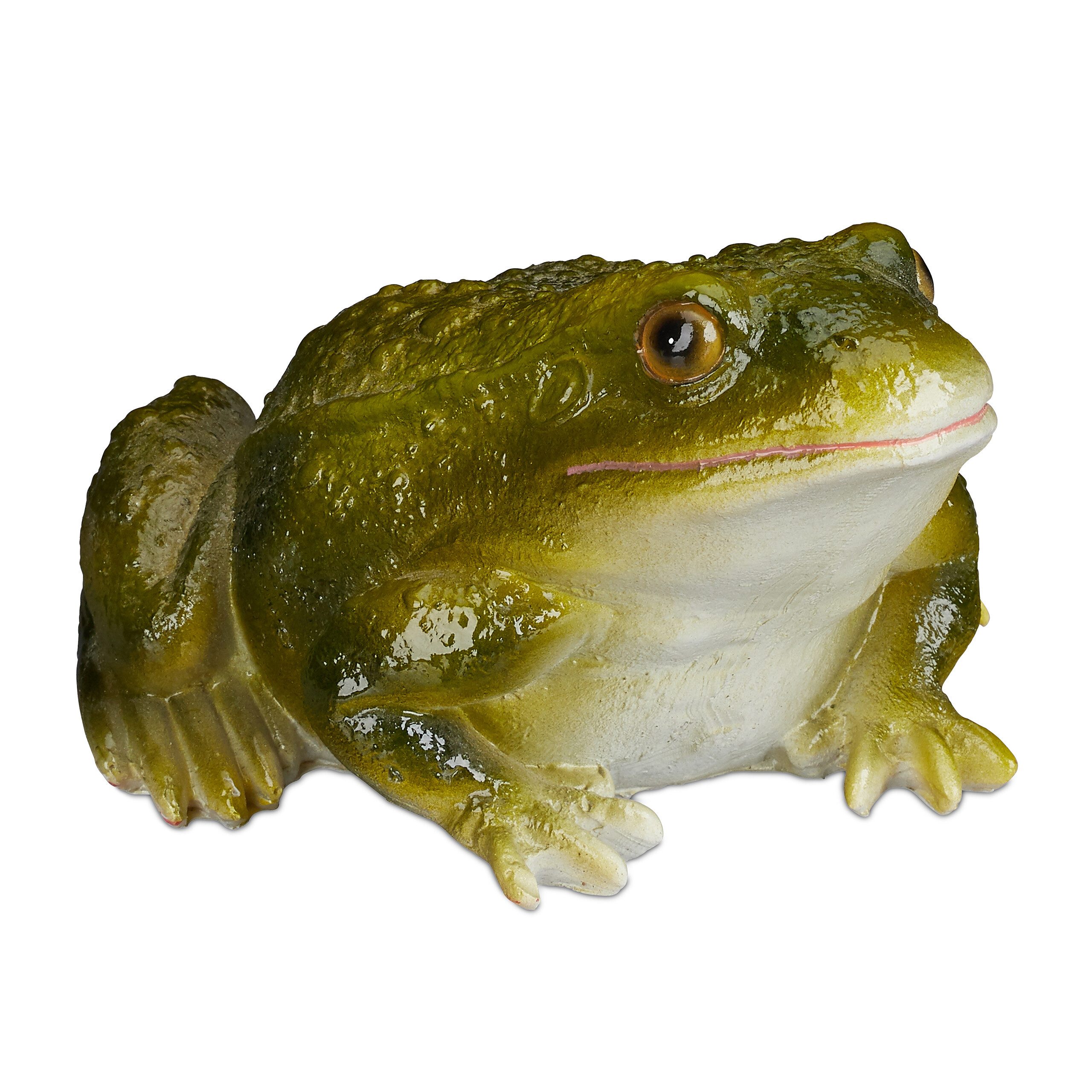 relaxdays Gartenfigur Frosch Kunststei, Grün günstig online kaufen