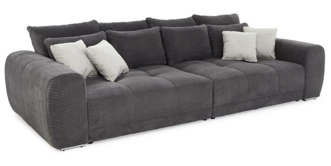 Bigsofa Schlafsofa Cord Grau Federkern ca. 306 x 134 cm günstig online kaufen