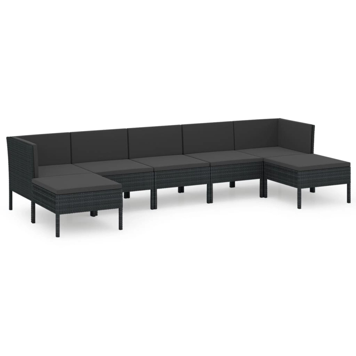 7-tlg. Garten-lounge-set Mit Auflagen Poly Rattan Schwarz günstig online kaufen