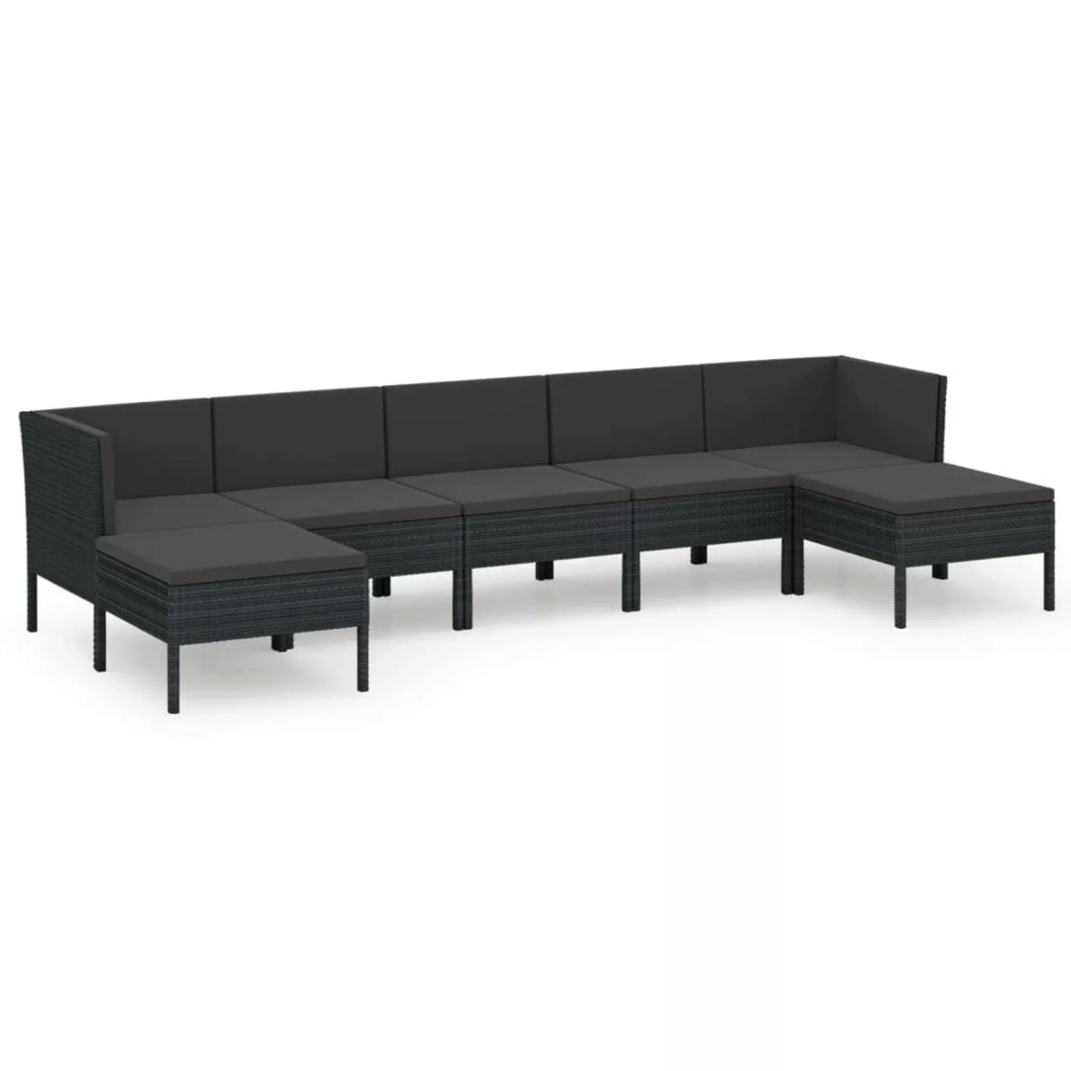 7-tlg. Garten-lounge-set Mit Auflagen Poly Rattan Schwarz günstig online kaufen