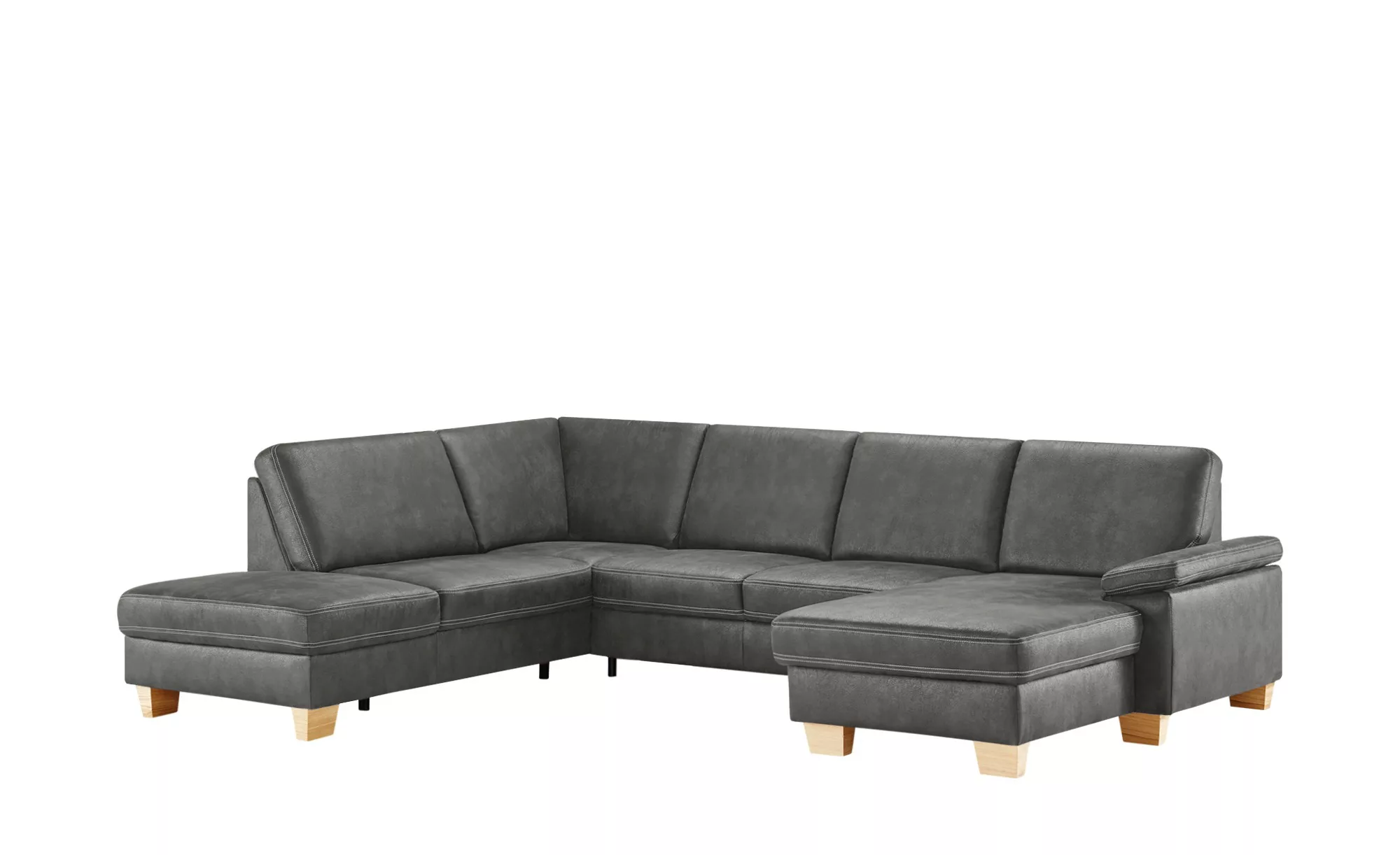 meinSofa Wohnlandschaft  Kunstleder Samu ¦ grau ¦ Maße (cm): B: 316 H: 90 T günstig online kaufen