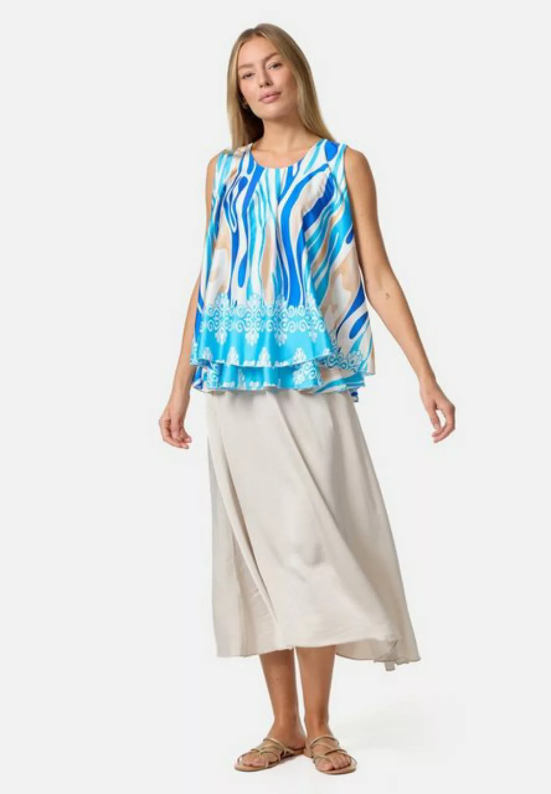 PM SELECTED Blusentop PM33 (Sommer Sleeveless Overlay Satin Muster Top in E günstig online kaufen