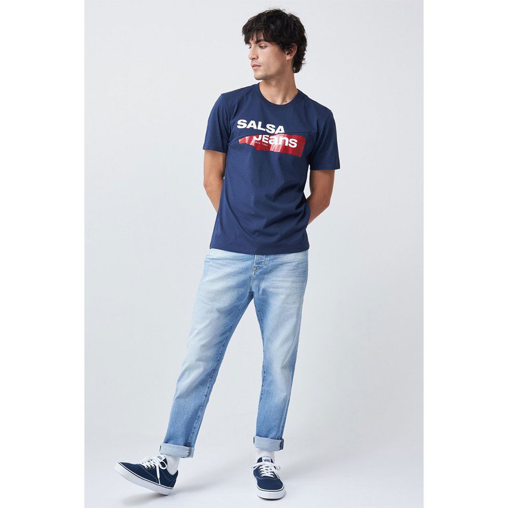 Salsa Jeans 126238-851 / Branding Cut Kurzarm T-shirt S Blue günstig online kaufen