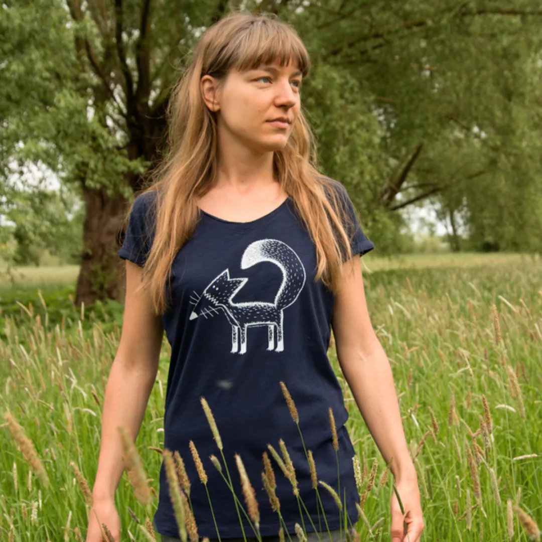 Damen T-shirt Franzi Fuchs In Navy günstig online kaufen