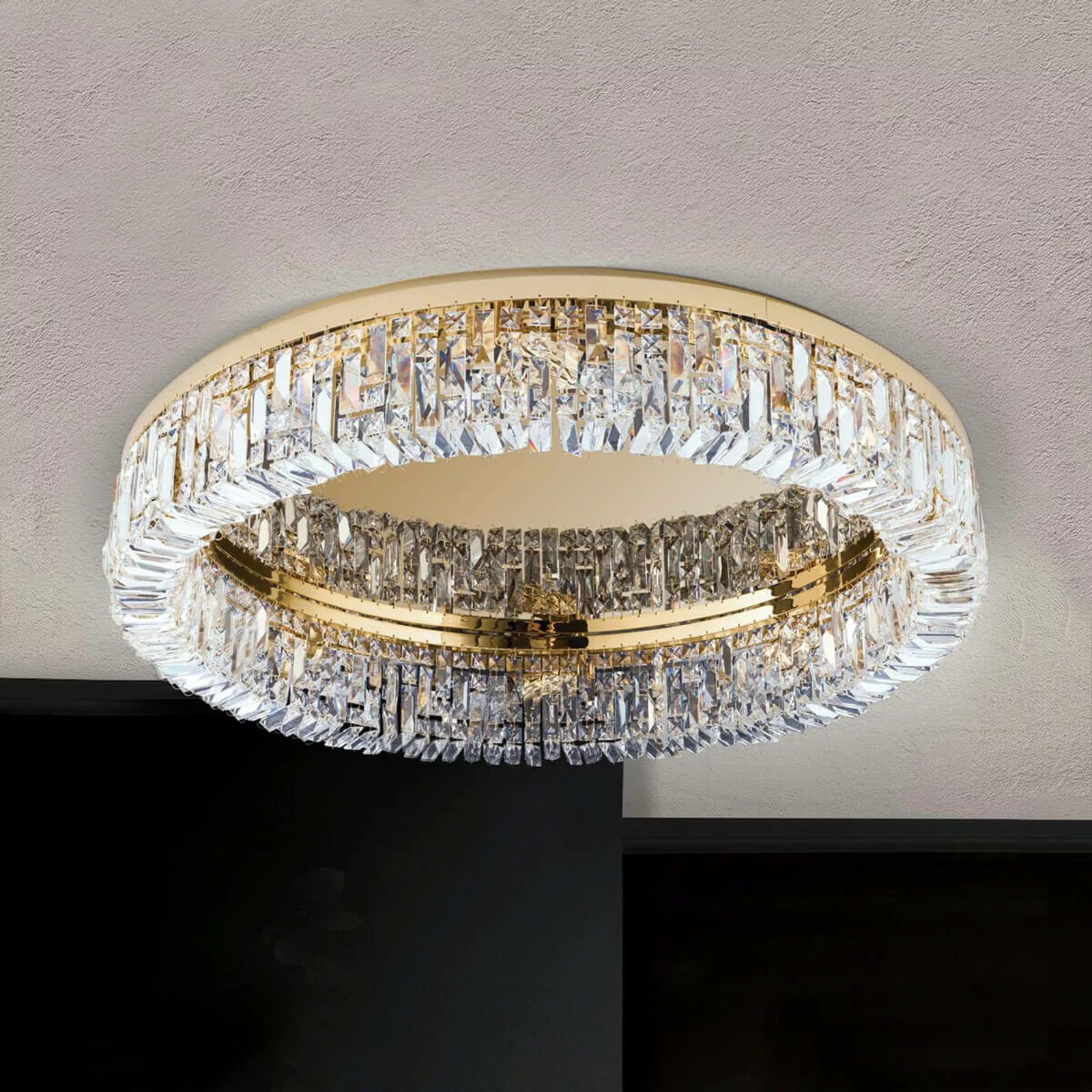 Kristall-Deckenlampe Ring - 75 cm günstig online kaufen