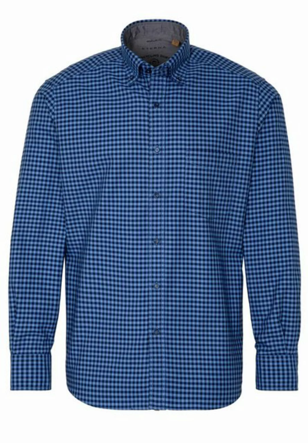 Eterna Klassische Bluse ETERNA REGULAR FIT UPCYCLING Langarm Hemd blau kari günstig online kaufen