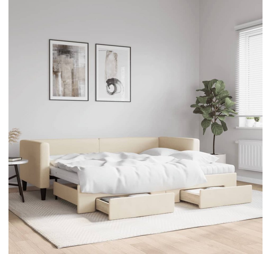 vidaXL Gästebett Gästebett Tagesbett Ausziehbar mit Schubladen Creme 80x200 günstig online kaufen